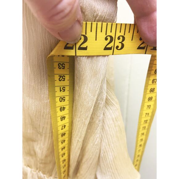 American Glamour Badgley Mischka Gold Flutter Boho Sleeve Blouse Size L - Picture 6 of 7